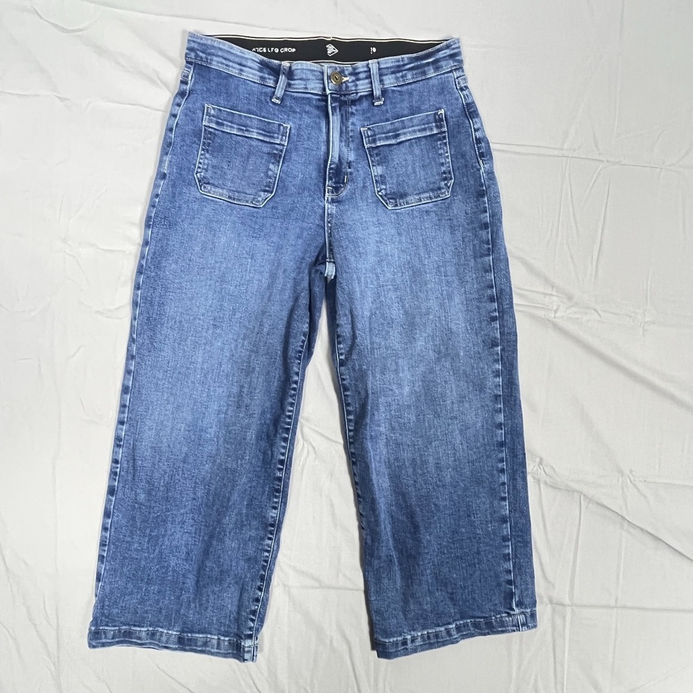 St John's Bay Wide Leg Cropped Jeans Womens 10 Blue Denim Medium Wash Casual